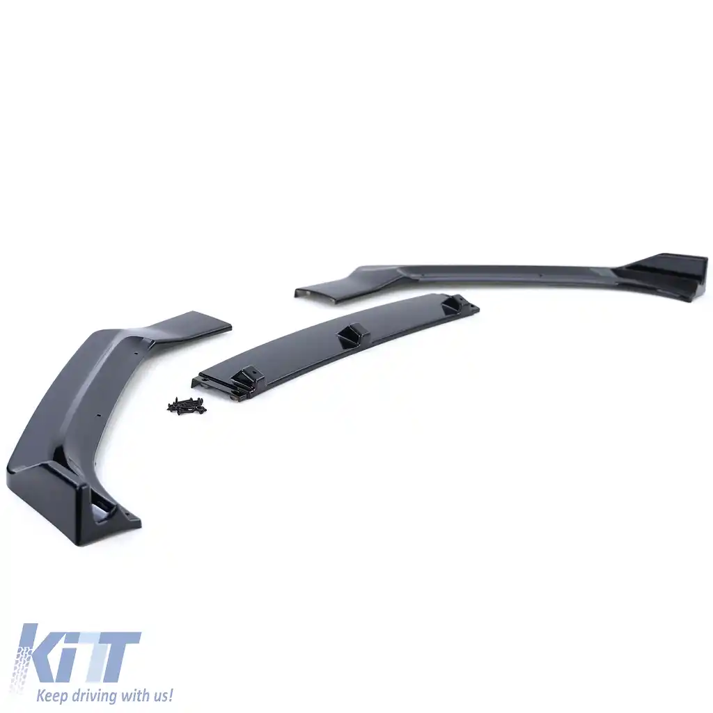 Spoiler frontal lip bumper negru lucios cu ABE, potrivit pentru Audi A4 B9 8W 15-19-image-6197223
