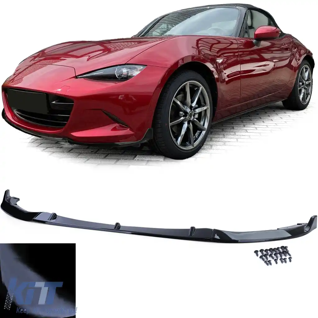 Spoiler frontal lip bumper negru lucios potrivit pentru Mazda MX5 ND din 2015