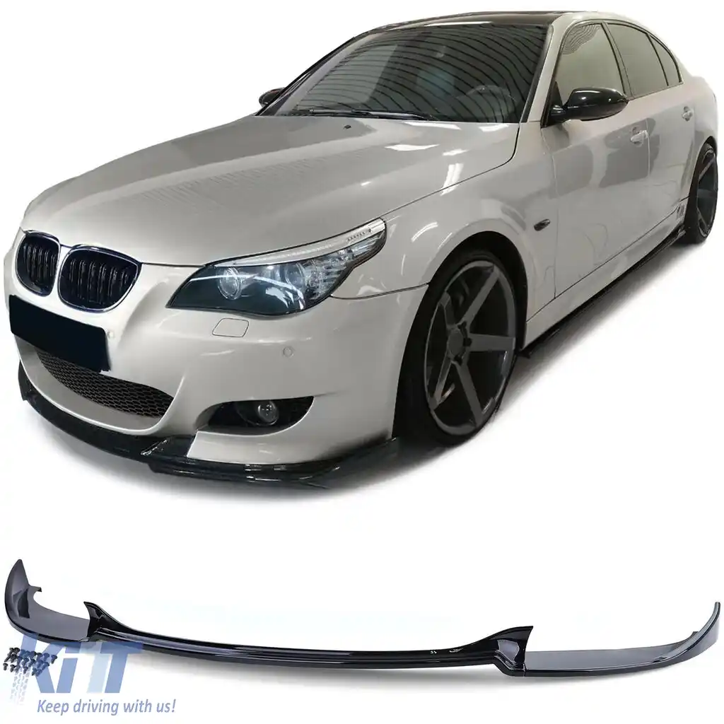 Spoiler frontal lip bumper negru lucios, potrivit pentru BMW Seria 5 E60 E61 2007-2009