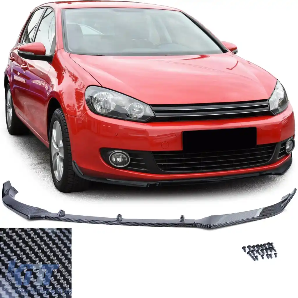Spoiler frontal lip performanță aspect carbon potrivit pentru VW Golf 6 5K1 2008-2012