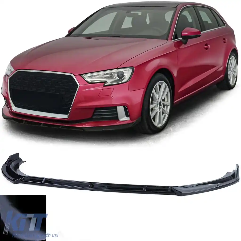 Spoiler frontal lipă performanță negru lucios potrivit pentru Audi A3 8V Facelift 2016-2020