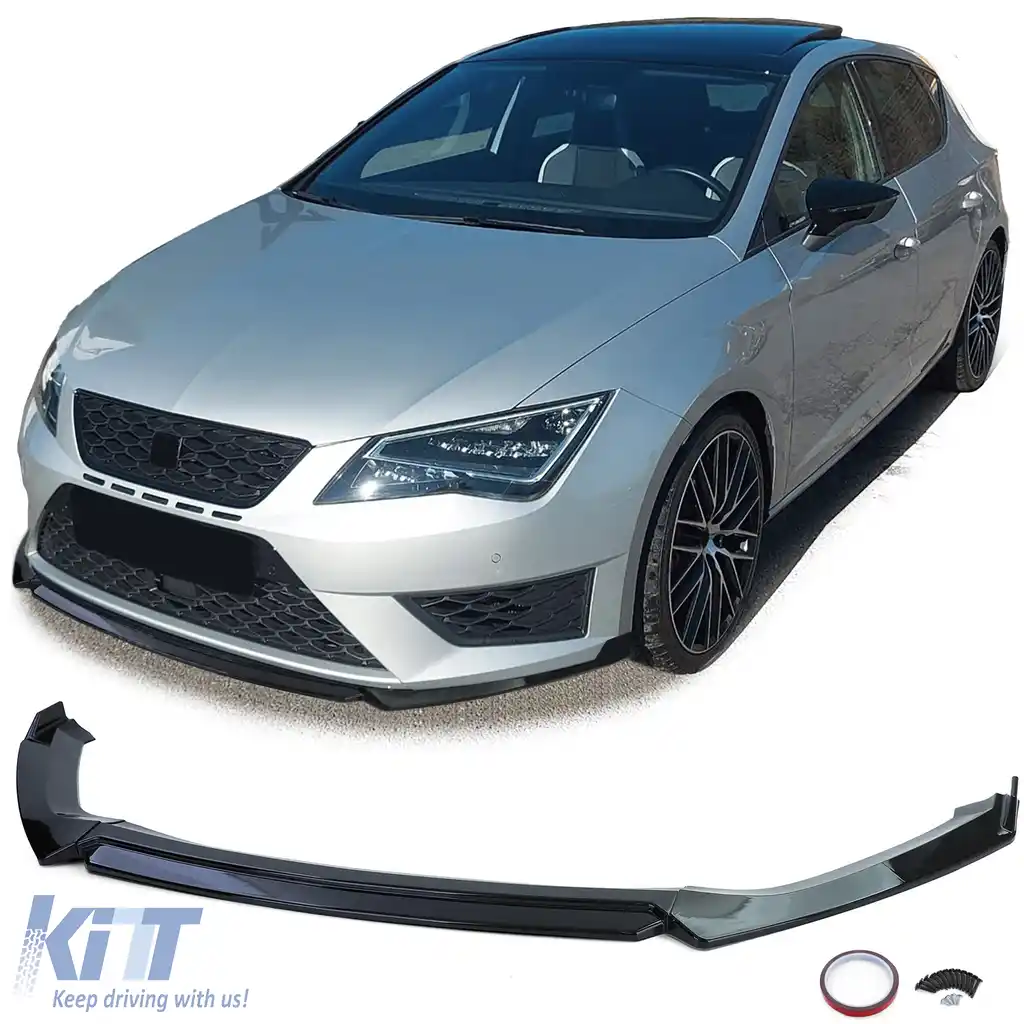 Spoiler frontal lipă performanță negru lucios potrivit pentru Seat Leon 5F Cupra 12-20
