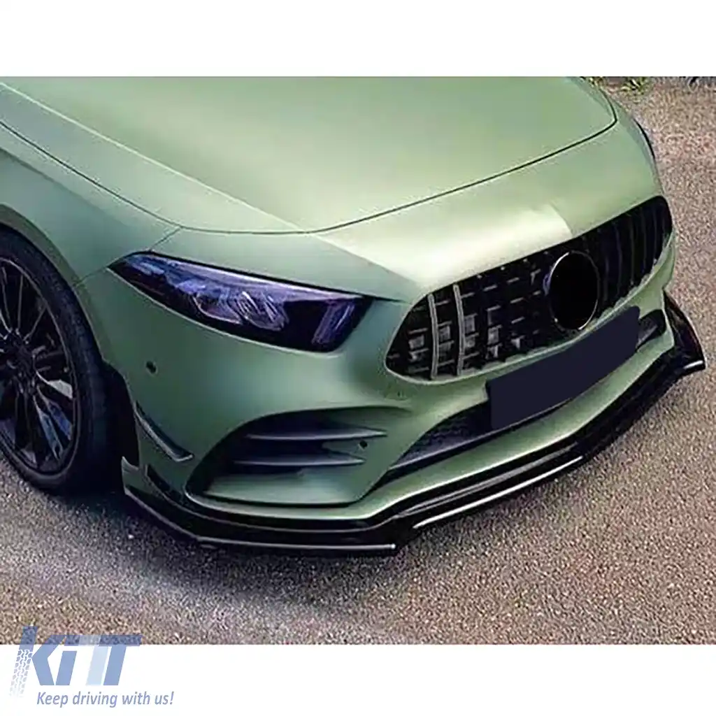 Spoiler frontal lip sport negru lucios, potrivit pentru Mercedes A W177 V177 din 2018-image-6194392