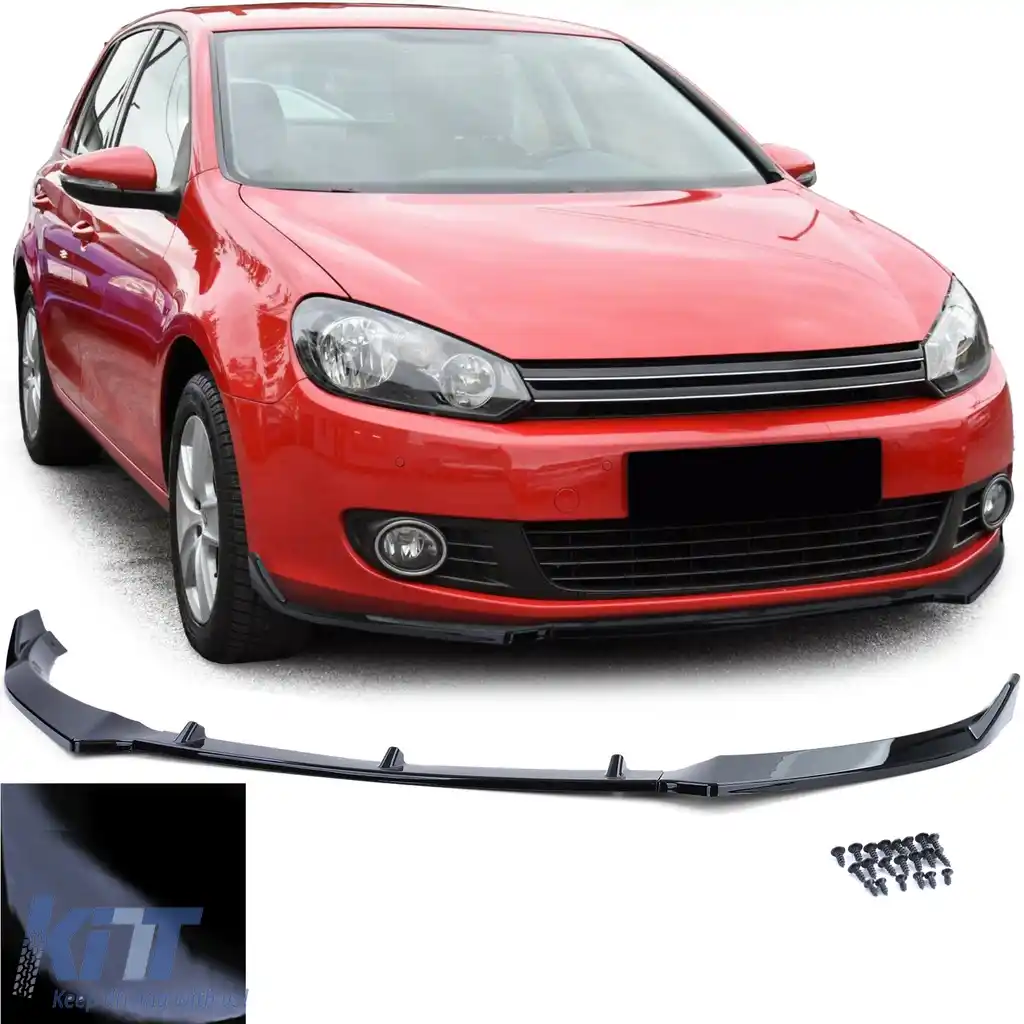 Spoiler frontal lip sport performanță negru lucios potrivit pentru VW Golf 6 2008-2012