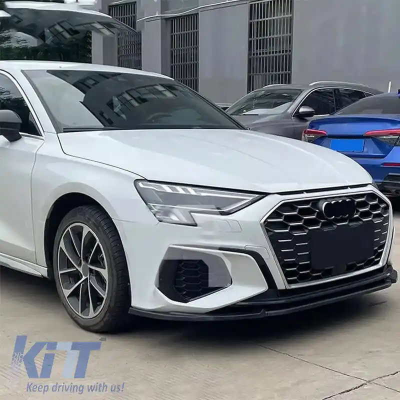 Spoiler frontal potrivit pentru Audi A3 8Y 2020+ S Line / S3 Sedan / Sportsback Negru lucios-image-6320666