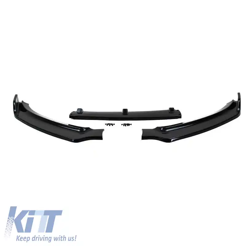 Spoiler frontal potrivit pentru Audi A4 B8 11-15 Facelift Negru lucios 3 buc-image-6306473