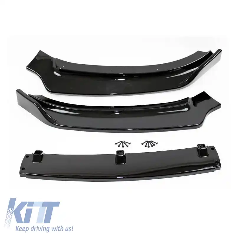 Spoiler frontal potrivit pentru Audi A4 B8 11-15 Facelift Negru lucios 3 buc-image-6306475