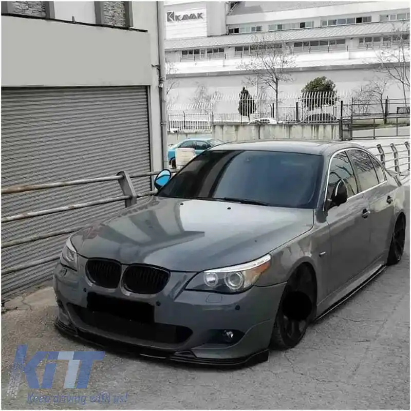Spoiler frontal potrivit pentru BMW 5 E60 2003-2011 aspect Hamman, plastic ABS lucios negru 1buc.-image-6321244