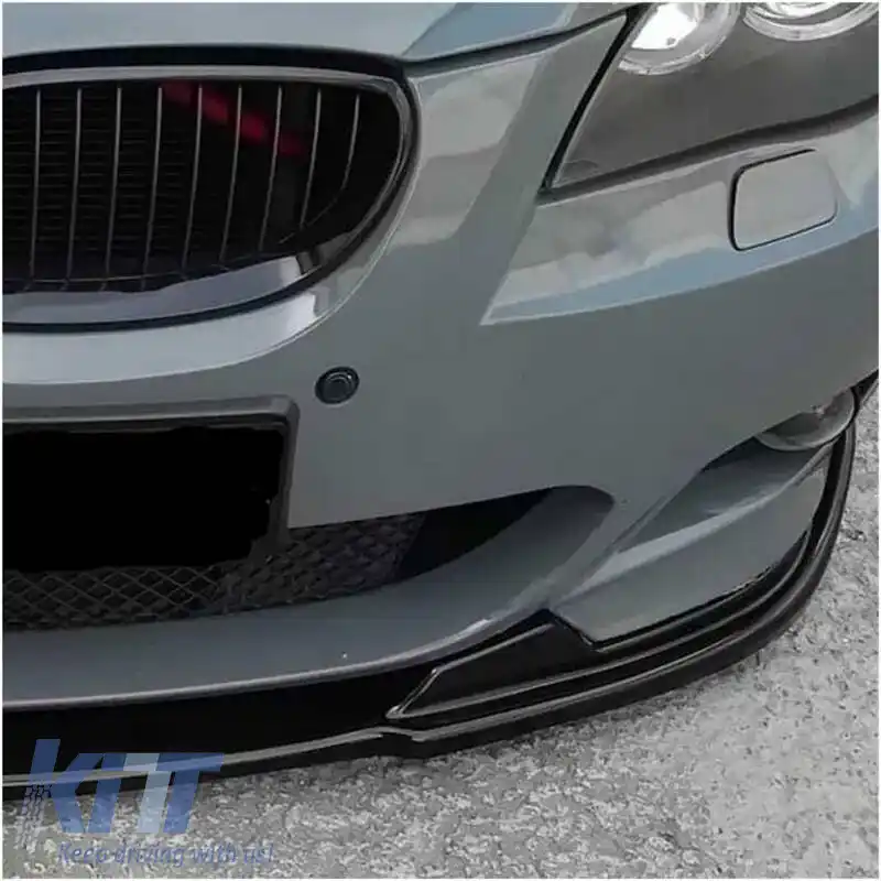 Spoiler frontal potrivit pentru BMW 5 E60 2003-2011 aspect Hamman, plastic ABS lucios negru 1buc.-image-6321245
