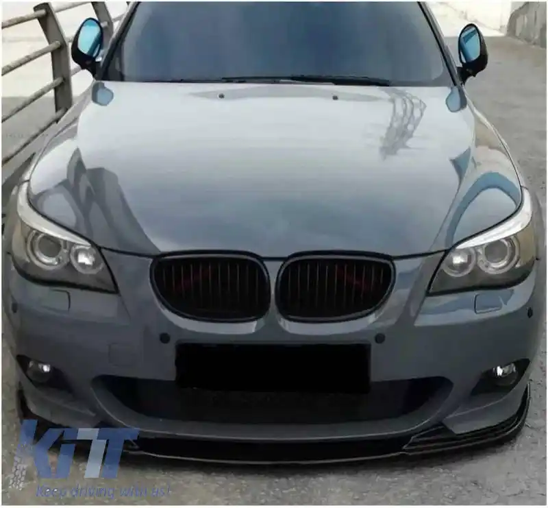 Spoiler frontal potrivit pentru BMW 5 E60 2003-2011 aspect Hamman, plastic ABS lucios negru 1buc.-image-6321246