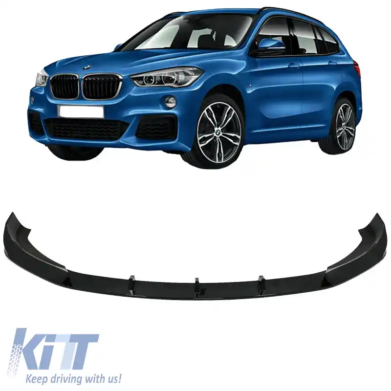 Spoiler frontal potrivit pentru BMW X1 F48 15-19 M-Packet Negru lucios 3pc