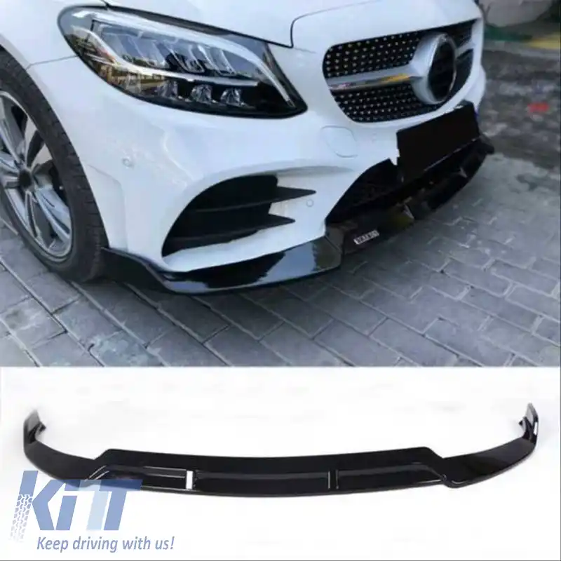 Spoiler frontal potrivit pentru Mercedes-Benz C-Class C205 / W205 Facelift 19-21 A Design Line Glossy Black Brabus Look 3 piese-image-6329293