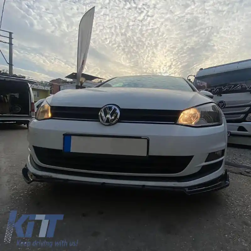 Spoiler frontal potrivit pentru VW Golf VII (7.5) 17-20 Bumper Standard Culoare Neagră Din Plastic Abs 3 Piese-image-6308234