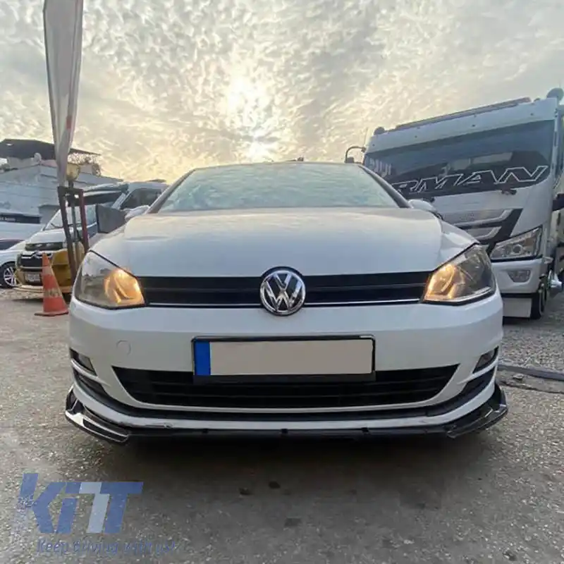 Spoiler frontal potrivit pentru VW Golf VII (7.5) 17-20 Bumper Standard Culoare Neagră Din Plastic Abs 3 Piese-image-6308235