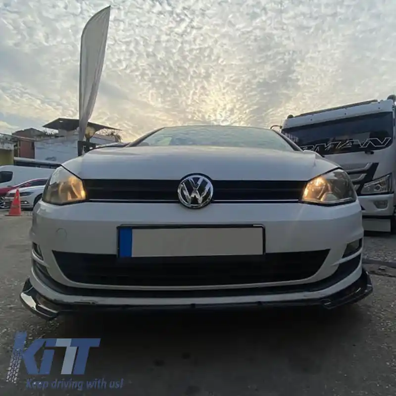 Spoiler frontal potrivit pentru VW Golf VII (7.5) 17-20 Bumper Standard Culoare Neagră Din Plastic Abs 3 Piese-image-6308236
