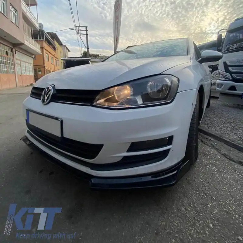 Spoiler frontal potrivit pentru VW Golf VII (7.5) 17-20 Bumper Standard Culoare Neagră Din Plastic Abs 3 Piese-image-6308238