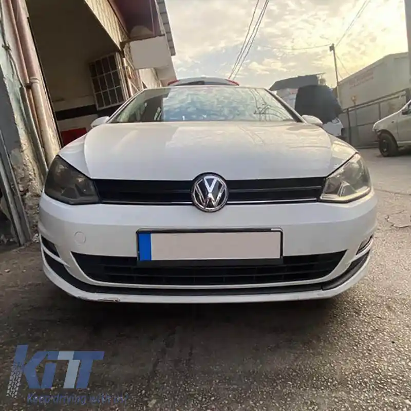 Spoiler frontal potrivit pentru VW Golf VII (7.5) 17-20 Bumper Standard Culoare Neagră Din Plastic Abs 3 Piese-image-6308239