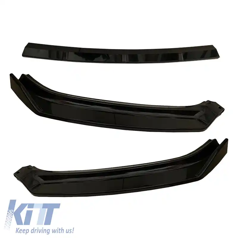 Spoiler frontal potrivit pentru VW Golf VII (7.5) 17-20 Bumper Standard Culoare Neagră Fabricat din Plastic ABS 3 Piese-image-6309308