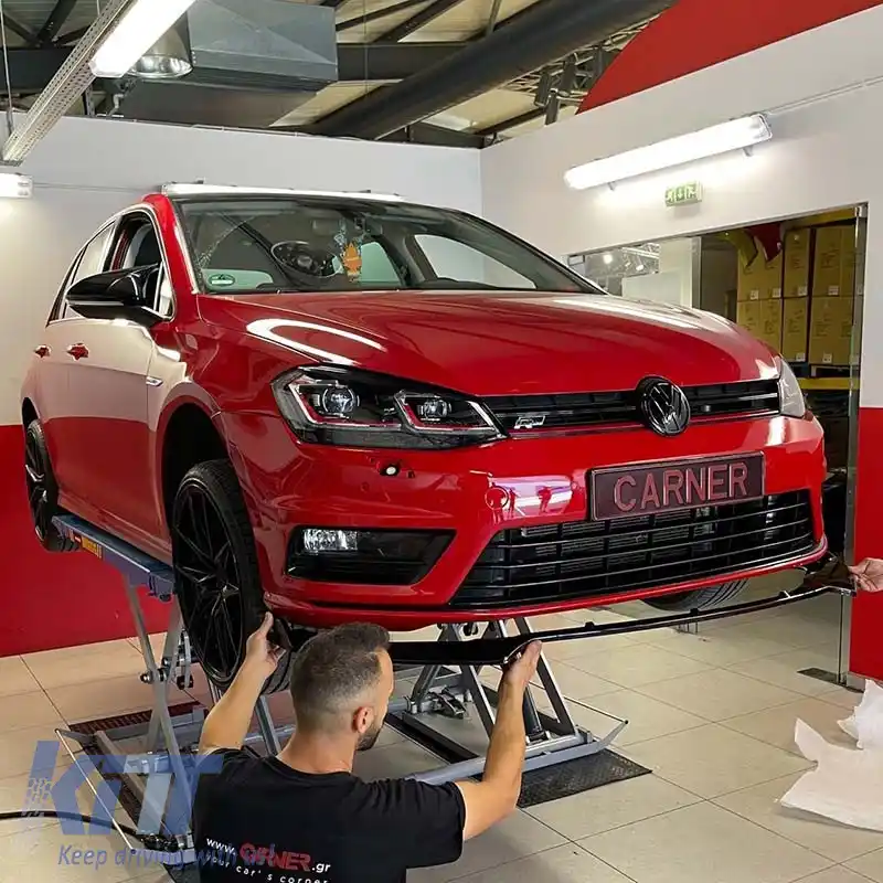 Spoiler frontal potrivit pentru VW Golf VII (7) 12-18 GTI Bumper Negru Lucios 3pc-image-6301133