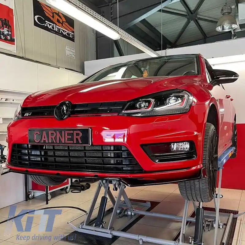 Spoiler frontal potrivit pentru VW Golf VII (7) 12-18 GTI Bumper Negru Lucios 3pc-image-6301136