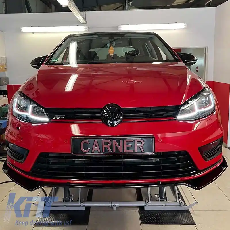 Spoiler frontal potrivit pentru VW Golf VII (7) 12-18 GTI Bumper Negru Lucios 3pc-image-6301137