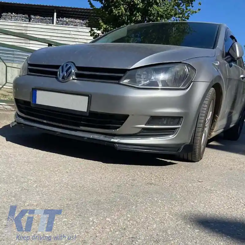 Spoiler frontal potrivit pentru VW Golf VII (7) 12-17 Bumper Standard Culoare Neagră Din Plastic Abs 3 Piese-image-6309333