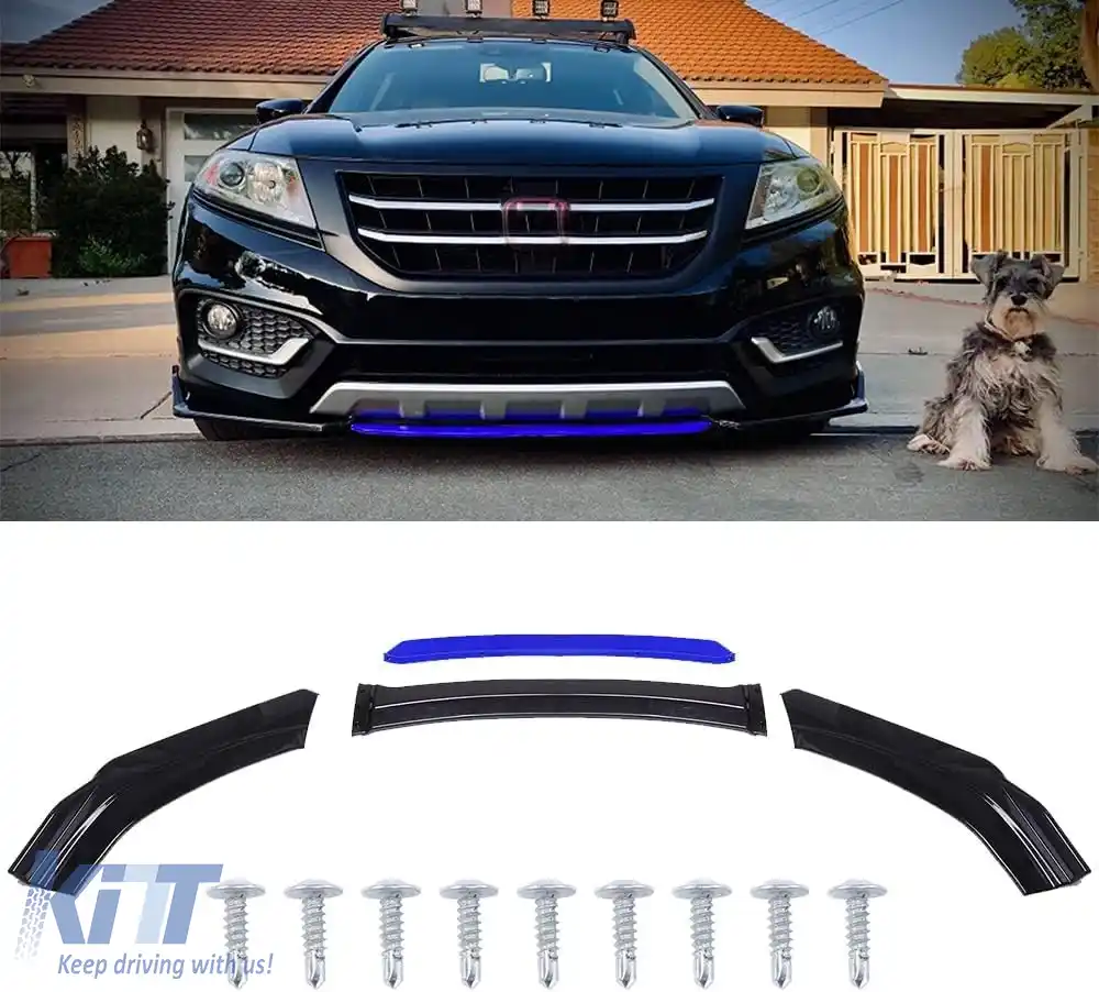 SPOILER FRONTAL UNIVERSAL FINISH NEGRU PIANO CU BANDA ALBASTRĂ-image-6260976