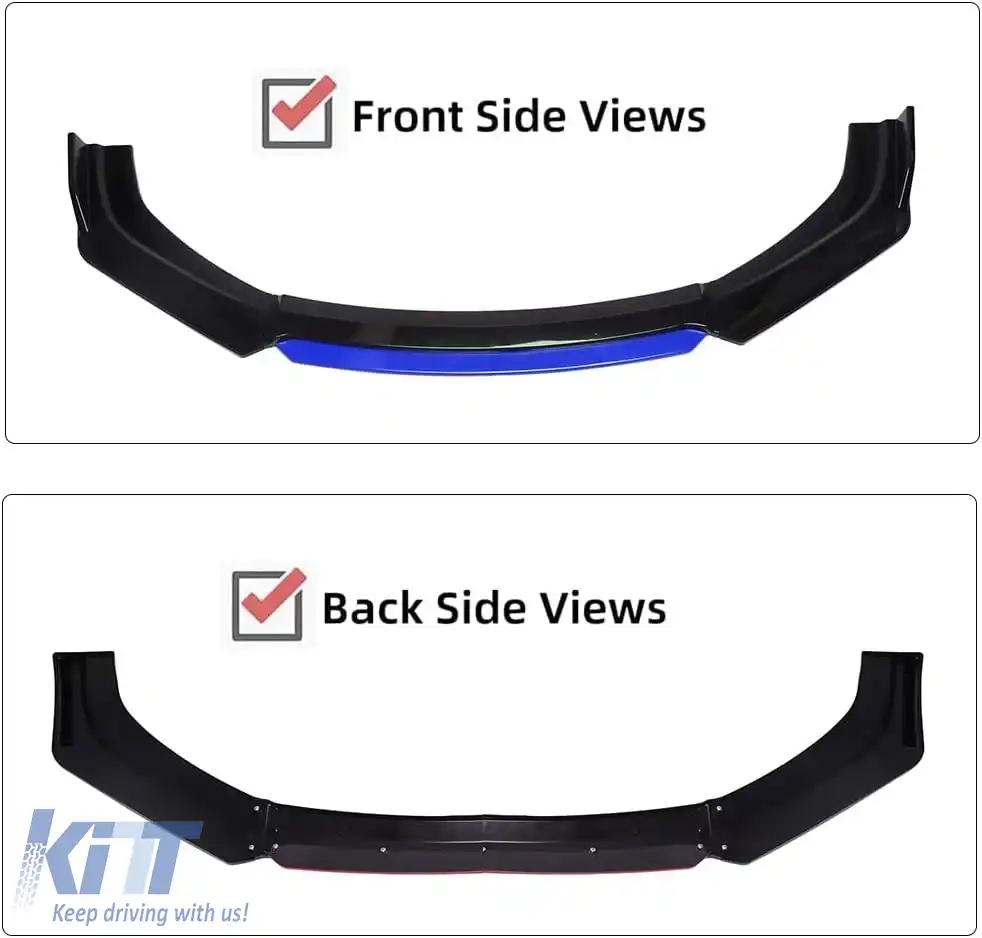 SPOILER FRONTAL UNIVERSAL FINISH NEGRU PIANO CU BANDA ALBASTRĂ-image-6260977