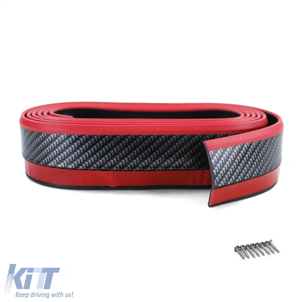 Spoiler frontal universal flexibil aspect carbon roșu 5cm 2.5 metri-image-6197904