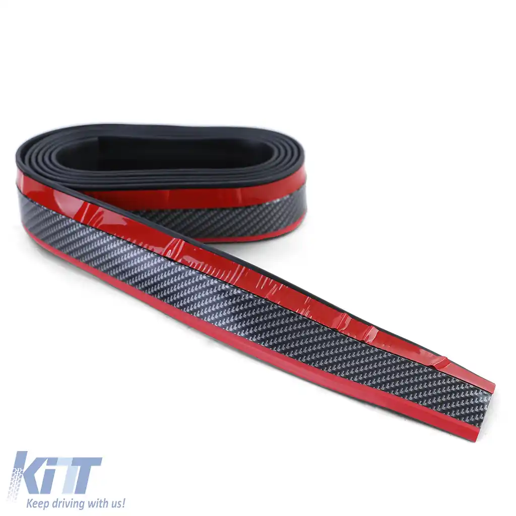 Spoiler frontal universal flexibil aspect carbon roșu 5cm 2.5 metri-image-6197905