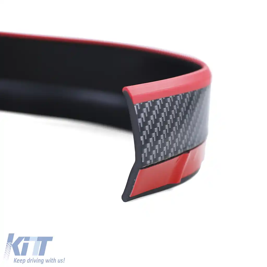 Spoiler frontal universal flexibil aspect carbon roșu 5cm 2.5 metri-image-6197906