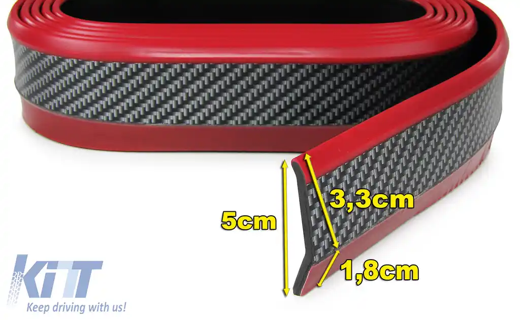 Spoiler frontal universal flexibil aspect carbon roșu 5cm 2.5 metri-image-6197909