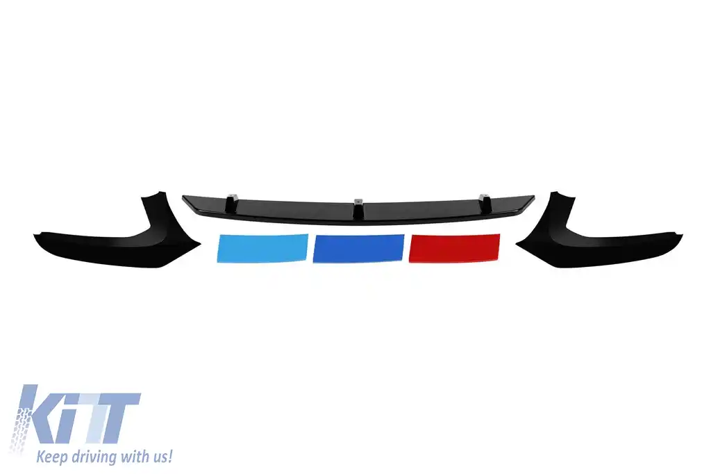 Spoiler M5 cu trimuri M potrivit pentru bara frontală M tech pe BMW Seria 5 G30, G31 2018-2020, lac negru