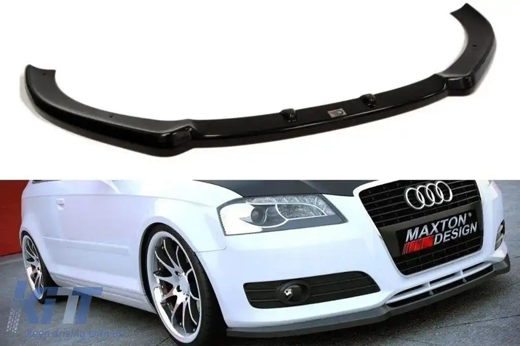 Spoiler Maxton Design potrivit pentru bara de protecție frontală standard a Audi A3 8P 2008-2013, lac negru