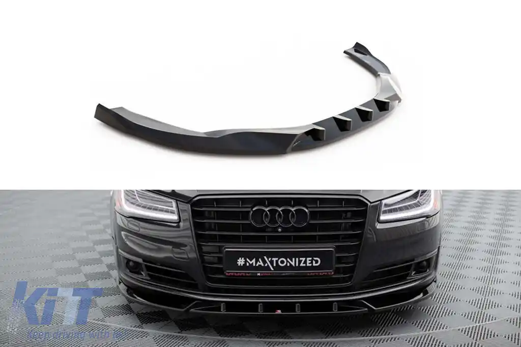 image-46-Spoiler Maxton Design potrivit pentru bara de protecție frontală a Audi A8 D4 2013-2017, lac negru