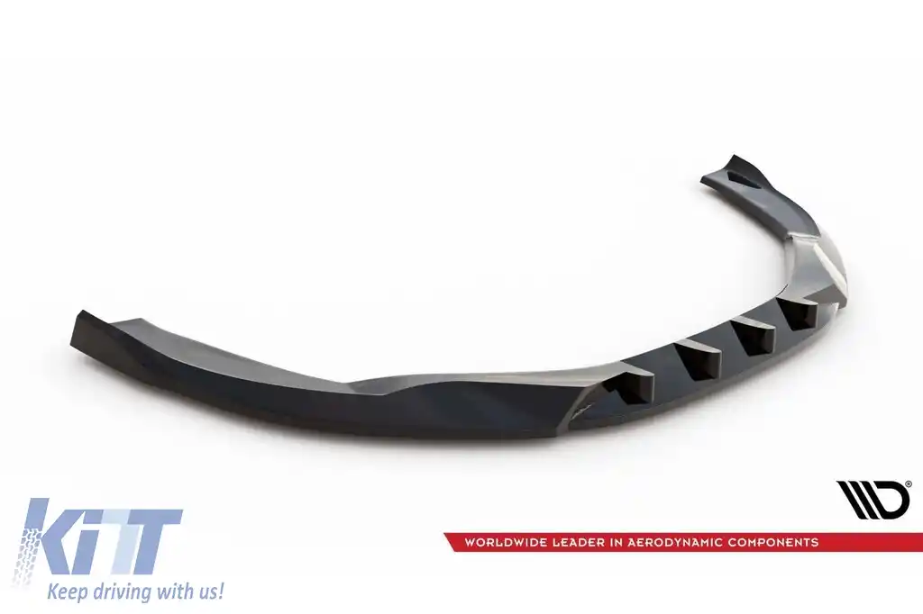 Spoiler Maxton Design potrivit pentru bara de protecție frontală a Audi A8 D4 2013-2017, lac negru-image-6140223