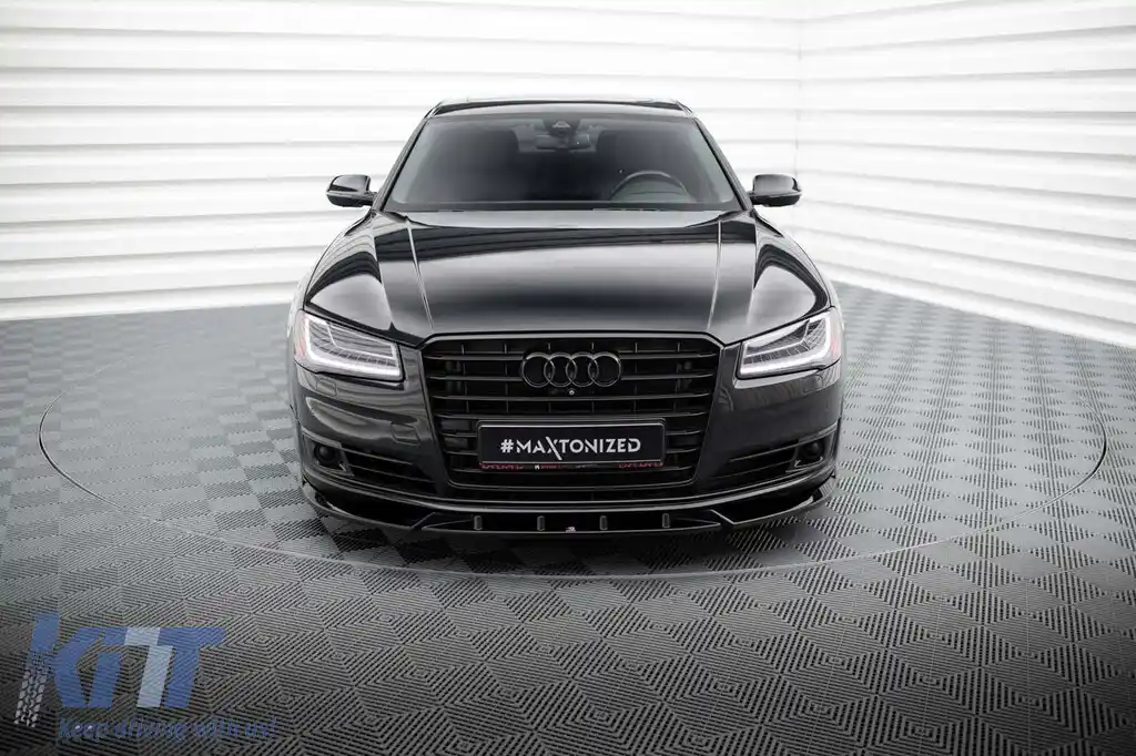 Spoiler Maxton Design potrivit pentru bara de protecție frontală a Audi A8 D4 2013-2017, lac negru-image-6140225