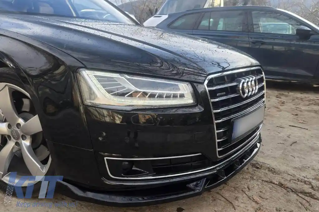 Spoiler Maxton Design potrivit pentru bara de protecție frontală a Audi A8 D4 2013-2017, lac negru-image-6140228