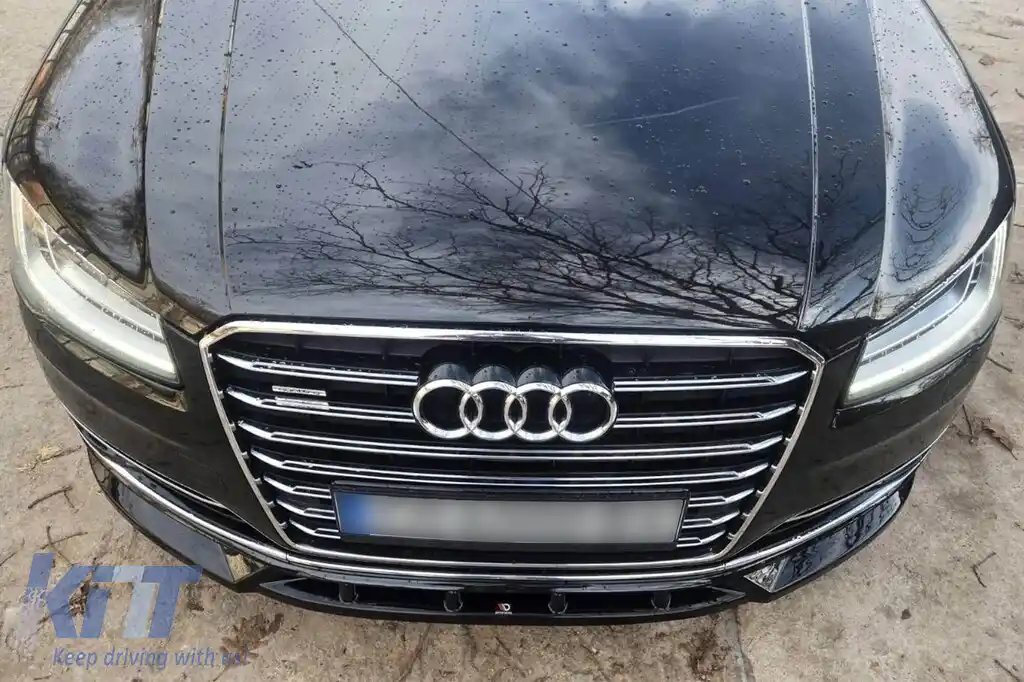 Spoiler Maxton Design potrivit pentru bara de protecție frontală a Audi A8 D4 2013-2017, lac negru-image-6140229