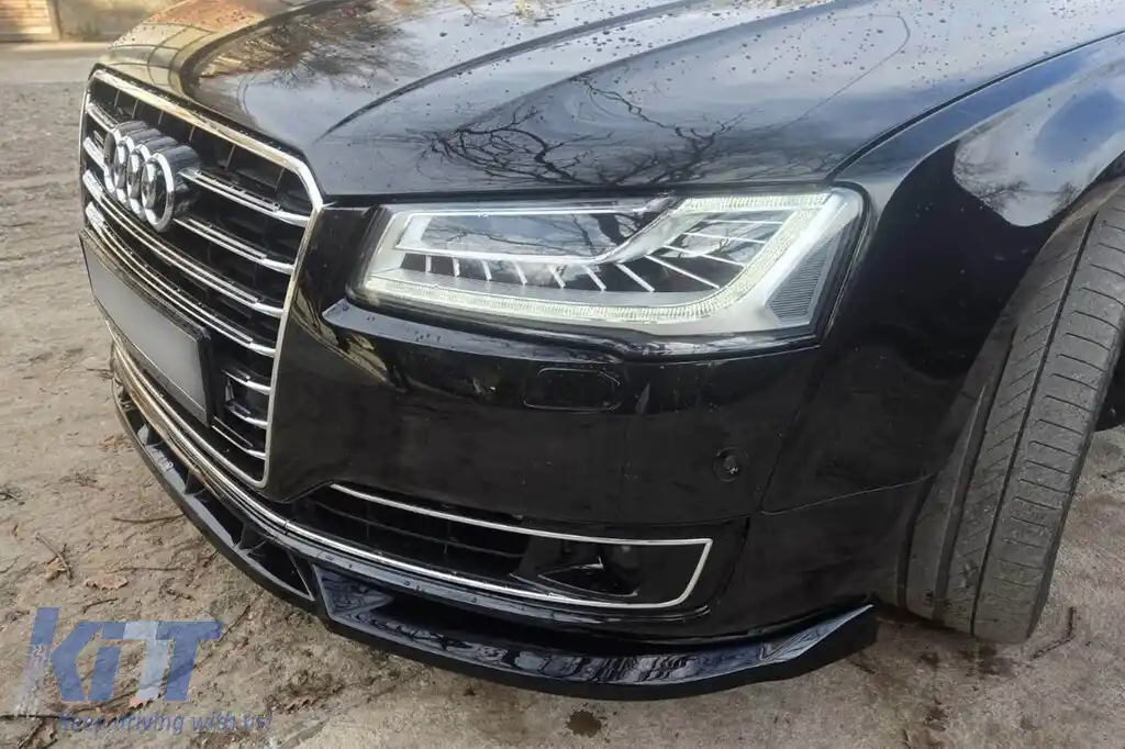 Spoiler Maxton Design potrivit pentru bara de protecție frontală a Audi A8 D4 2013-2017, lac negru-image-6140230