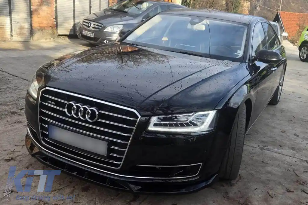 Spoiler Maxton Design potrivit pentru bara de protecție frontală a Audi A8 D4 2013-2017, lac negru-image-6140231