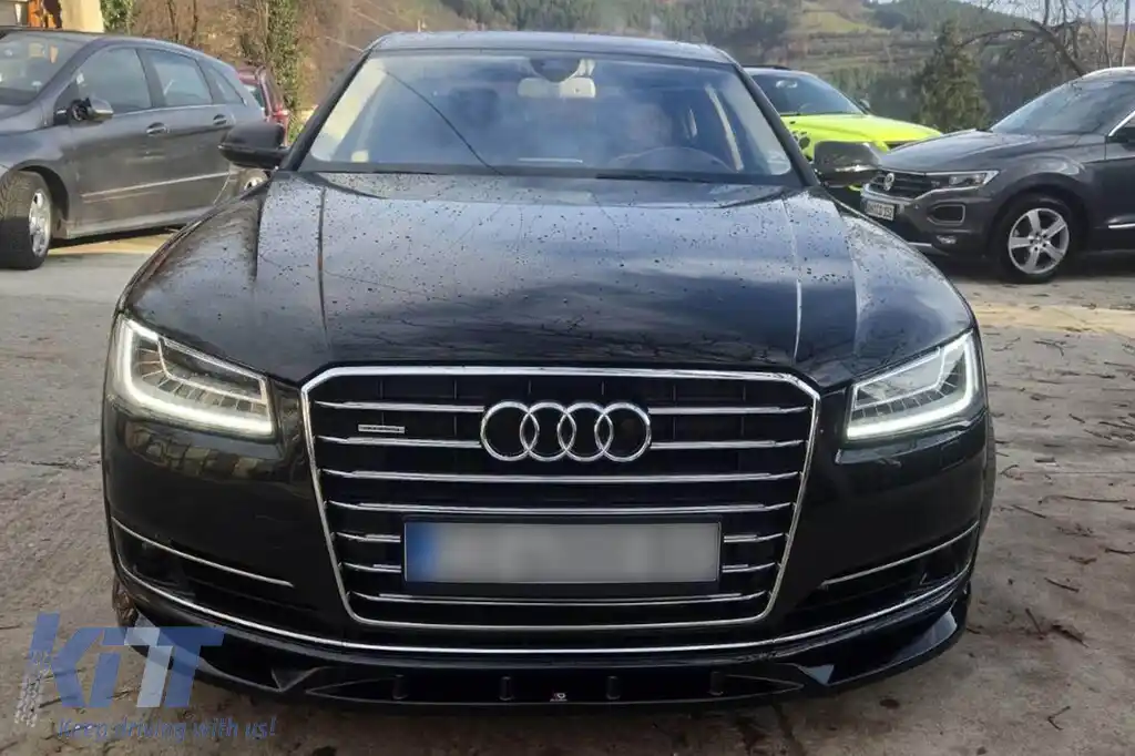 Spoiler Maxton Design potrivit pentru bara de protecție frontală a Audi A8 D4 2013-2017, lac negru-image-6140233