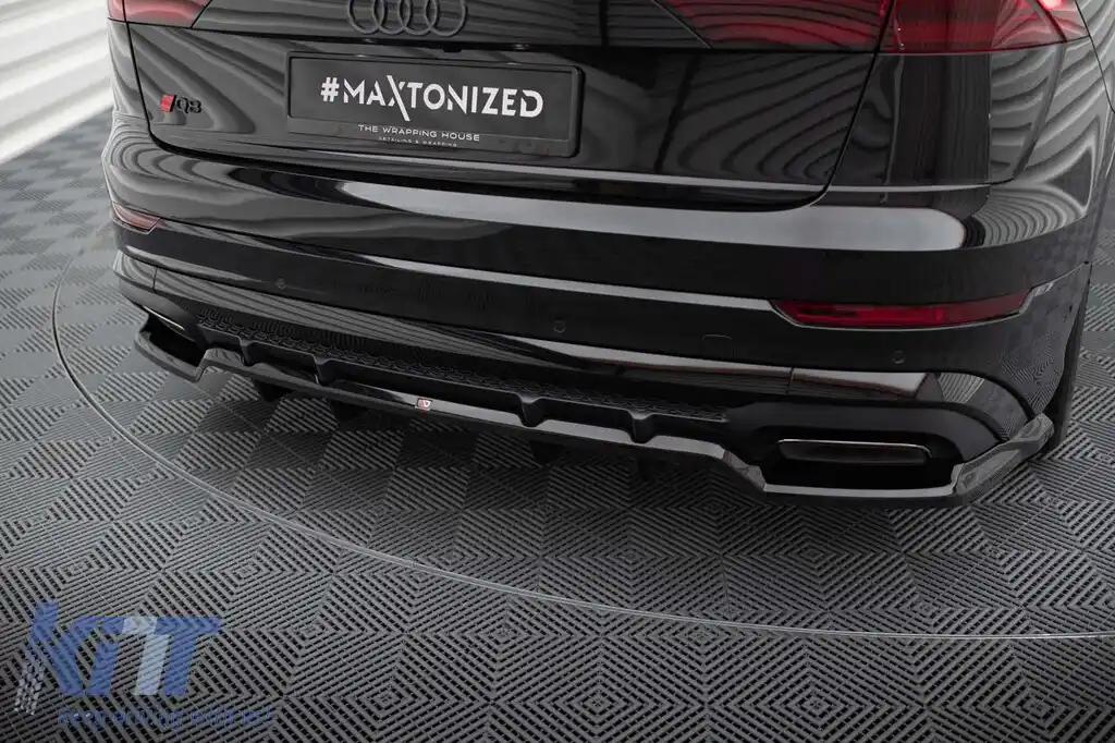 Spoiler Maxton Design potrivit pentru bara de protecție S-Line din spate a Audi SQ8, Q8 după 2023, lac negru-image-6140321