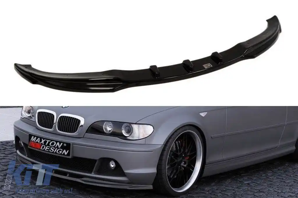 Spoiler Maxton Design potrivit pentru bara de protecție frontală standard a BMW Seria 3 E46 Coupe 2002-2007, lac negru