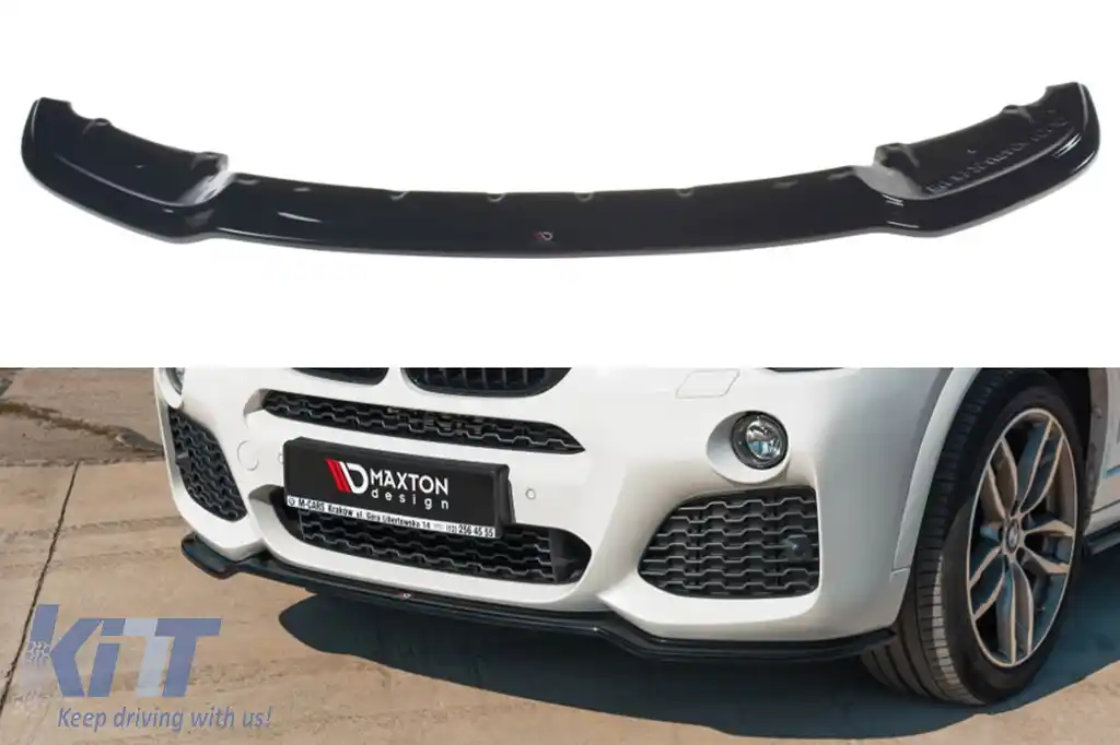 Spoiler Maxton Design potrivit pentru bara de protecție frontală M Technik pentru BMW X3 F25 2014-2017, lac negru