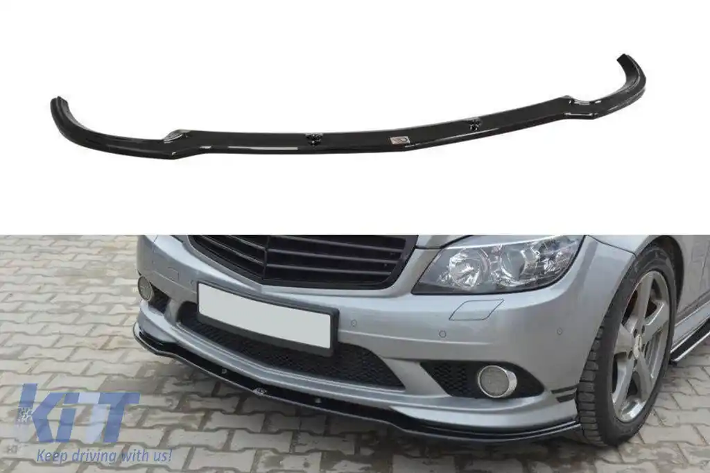 Spoiler Maxton Design potrivit pentru bara de protecție frontală A Design pe Mercedes C-Class W204 2007-2010, culoare carbon