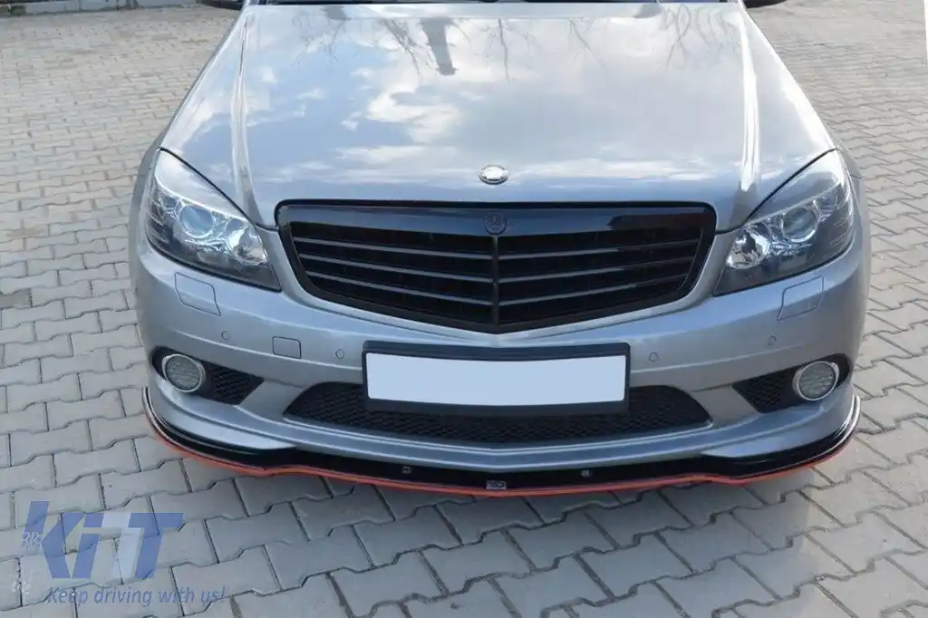 image-68-Spoiler Maxton Design potrivit pentru bara de protecție frontală A Design pe Mercedes C-Class W204 2007-2010, lac negru