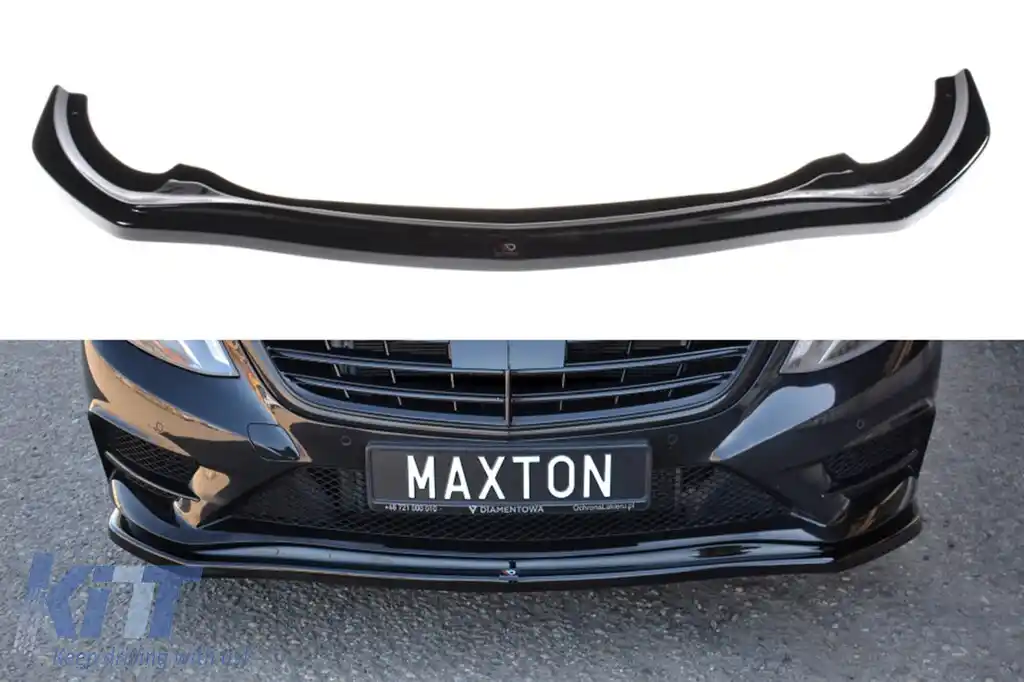 Spoiler Maxton Design potrivit pentru bara de protecție frontală A Design pe Mercedes S-Class W222 2013-2017, lac negru