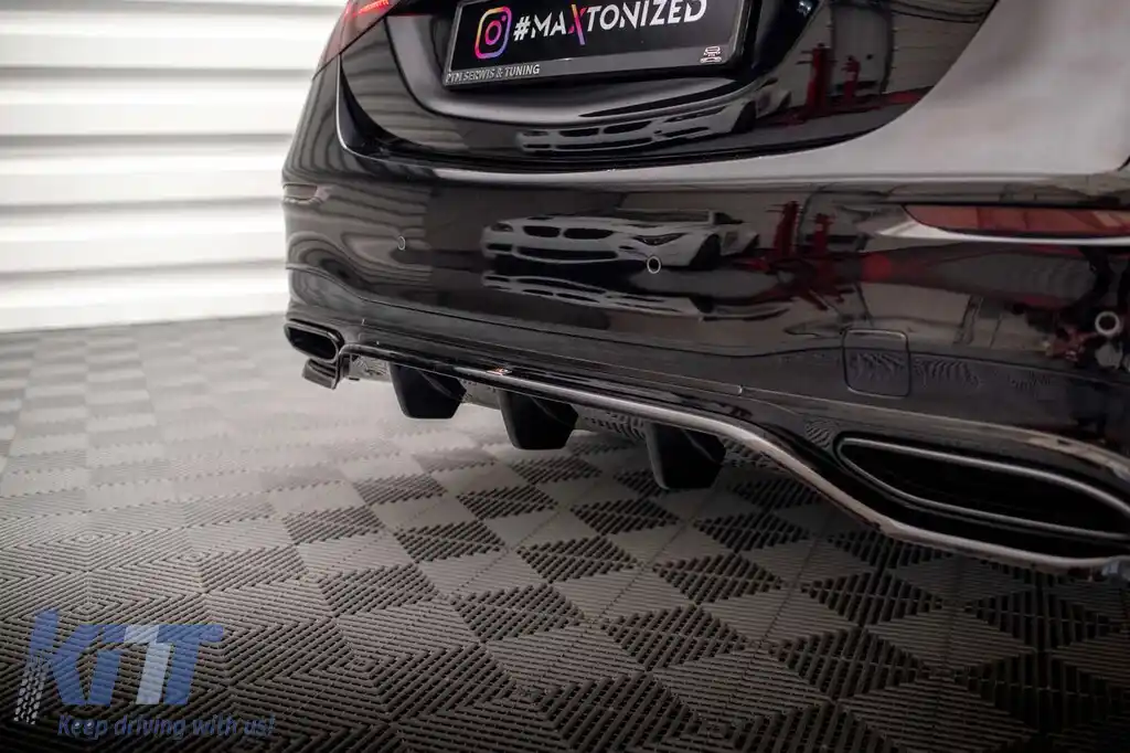 Spoiler Maxton Design potrivit pentru bara de protecție din spate A Design-Line pe Mercedes S-Class W223 după 2020, lac negru