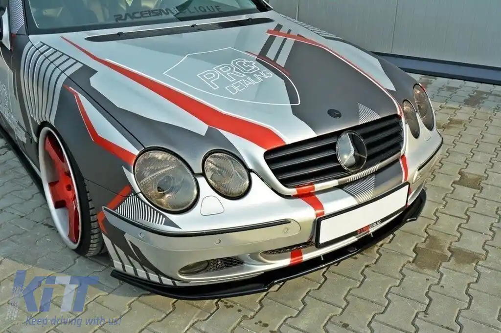 Spoiler Maxton Design potrivit pentru bara de protecție frontală standard a Mercedes CL C215 1999-2006, lac negru-image-6238868
